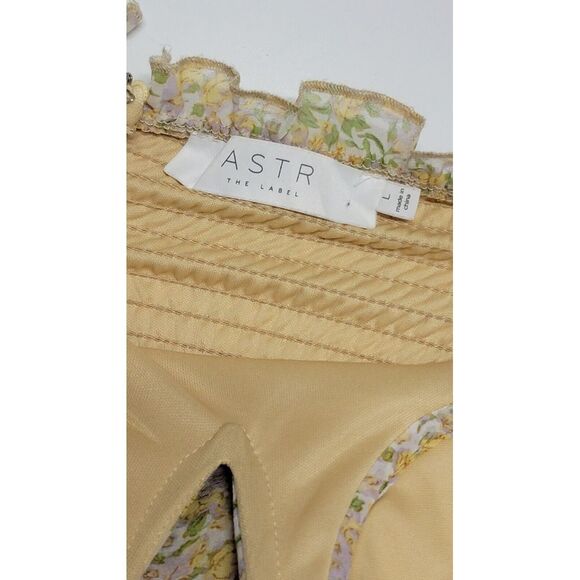 ASTR The Label Off Shoulder Two Tier Floral Mini Dress Yellow Multi Womens Large - Picture 3 of 4